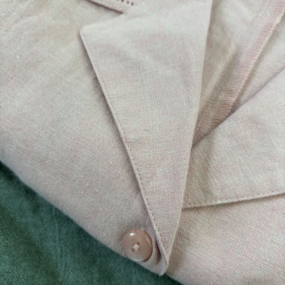 90s Northern Reflection Linen Maxi Dress Womens M Pink Button Front Vintage - Picture 10 of 10